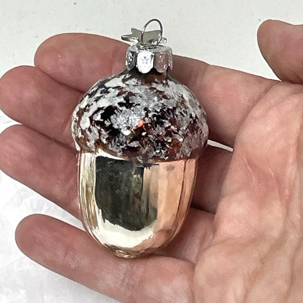 Old World Christmas Midwest Cannon Falls Glass Acorn Ornaments Mini Lot of 2